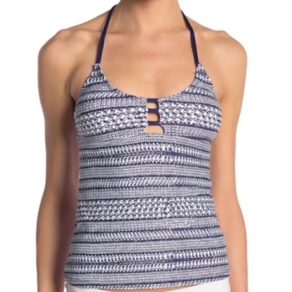 Splendid Halter Navy printed tankini XS